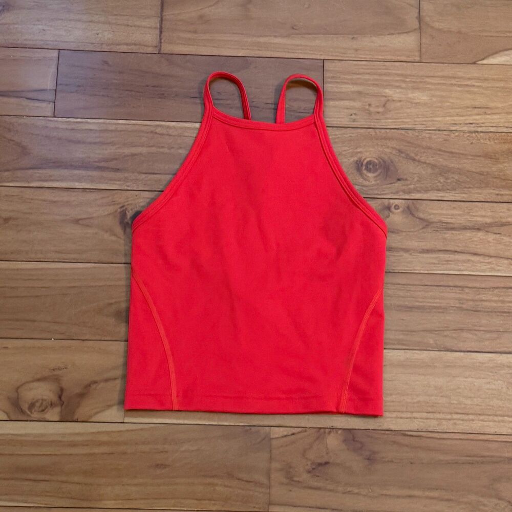 Women Lululemon Wunder Train High-Neck Cross-Back Tank Top in Hot Heat Red